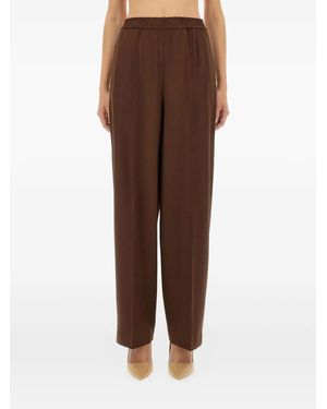 Fabiana Filippi Elasticated-Waistband Wool Trousers - Brown