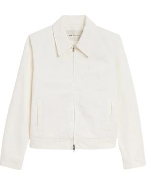 Ami Paris Cotton Tonal Ami De Coeur Zipped Jacket - White