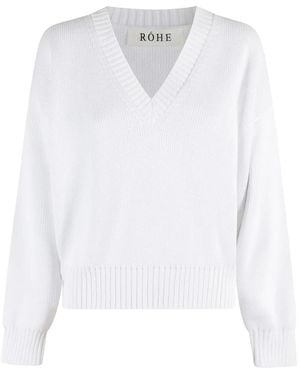 Rohe Jersey Con Cuello En V - Blanco