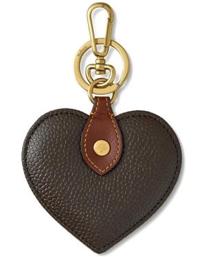 Mulberry Heart Pebble-Grain Keyring - Metallic