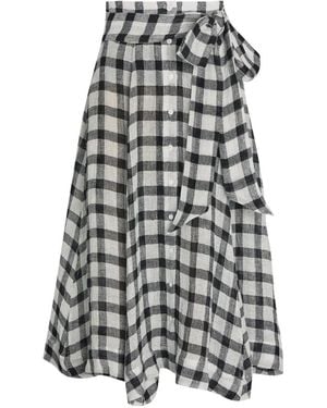 Lisa Marie Fernandez Gingham-Check Tie-Waist Midi Skirt - White