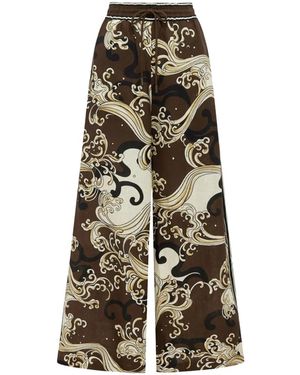 ALÉMAIS Otis Wave-Print Trousers - Brown
