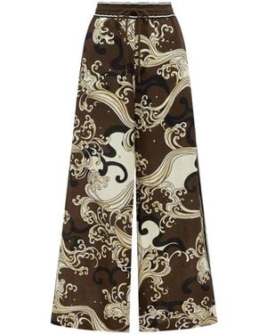 ALÉMAIS Otis Wave-Print Trousers - Brown
