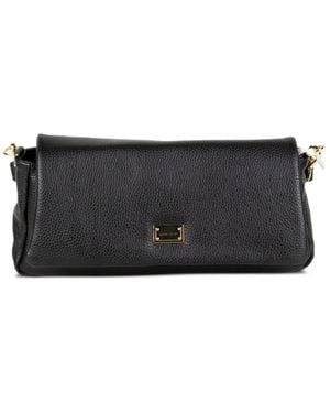Marc Ellis Logo-Plaque Pebbled-Effect Clutch Bag - Black