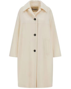 Herno Single-Breasted Coat - Natural