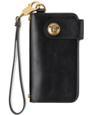 Versace Portefeuille Emblème En Cuir - Black