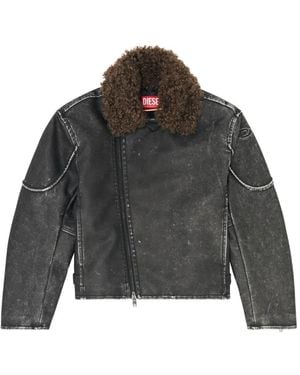 DIESEL Biker Jacket With Detachable Collar - Black