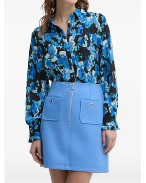 Morgan Floral-Print Button-Down Shirt - Blue