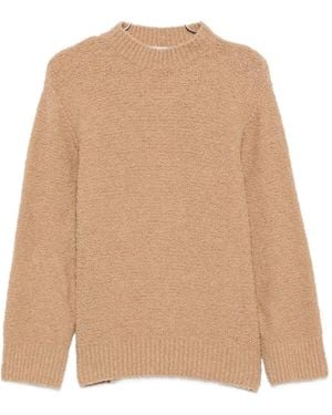 Laneus Bouclé-Knit Ribbed-Trim Sweater - Natural