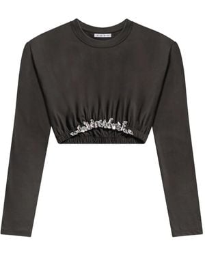 Area Crystal-Cluster Long-Sleeve T-Shirt - Black