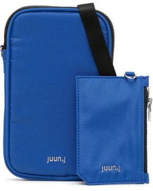 Juun.J Logo-Plaque Zip-Up Mini Bag - Blue