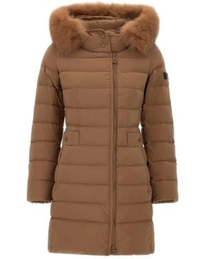 Peuterey Fur-Trimmed Hooded Coat - Brown