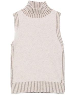 D.exterior Ribbed-Trim Roll-Neck Sleveeless Jumper - White