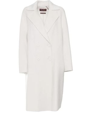 Max Mara Cashmere-Wool Blend Double-Breasted Coat - White