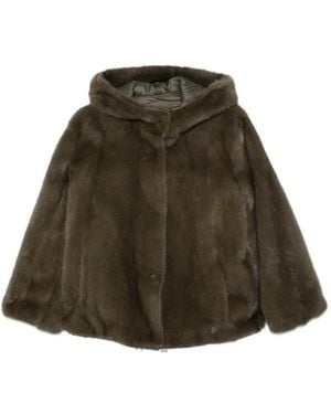 Manzoni 24 Hooded Fur Coat - Green