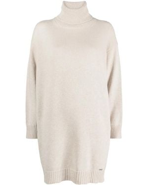 Kiton Roll-Neck Cashmere Dress - White