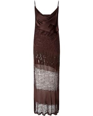 Pinko Dress With Textured Panels And Intricate Detailing - Purple