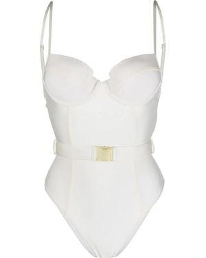 Noire Swimwear Belted Sweetheart Swimsuit - White
