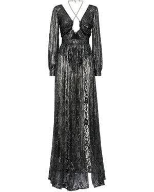 Philipp Plein Crystal Lace Long Dress - Black