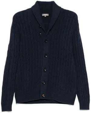 N.Peal Cashmere Garrick Shawl Cable Cardigan - Blue