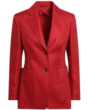 Max Mara Single-Breasted Linen Blazer - Red