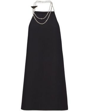 Prada Cady Mini Dress With Necklace - Black