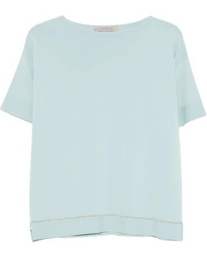D.exterior Embellished Short-Sleeve Top - Blue