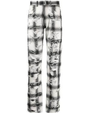 Givenchy Ripped Check Pants - Gray