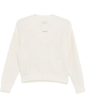 Peserico Textured V-Neck Sweater - White