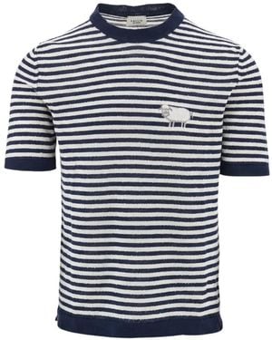 GALLIA Camiseta A Rayas Con Motivo De Oveja - Azul