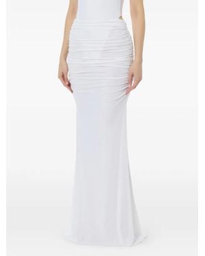 Elisabetta Franchi Draped Detail Maxi Skirt - White