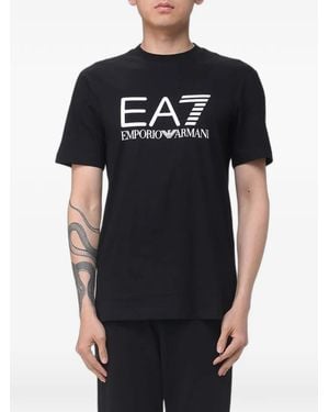 EA7 Logo-Print T-Shirt - Black