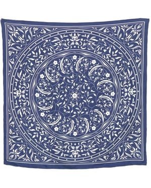 N.Peal Cashmere Foulard En Soie À Fleurs - Bleu