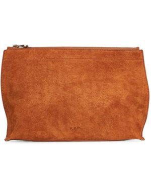 A.P.C. Pochette Neige Clou En Daim À Logo Imprimé - Marron