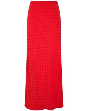 Roberto Cavalli Monogram-Pattern Maxi Skirt - Red