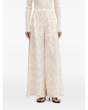 ViCOLO Broderie-Anglaise Palazzo Trousers - Natural