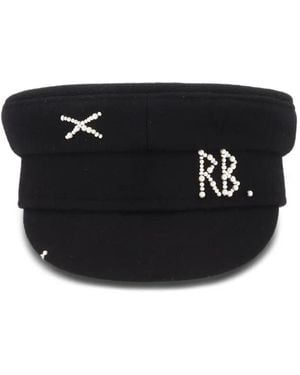 Ruslan Baginskiy Gorra Baker Boy Con Detalle De Perlas - Negro