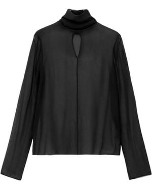 AllSaints Top Kumi De Seda Translúcido - Negro