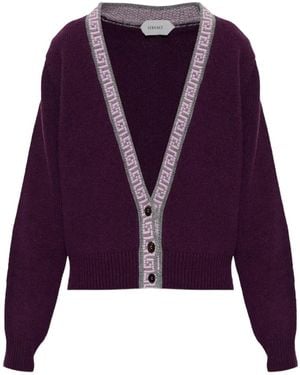 Versace Wool & Cashmere Knit Cardigan - Purple