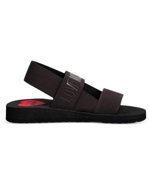 Love Moschino Logo-Print Elasticated Sandals - Black