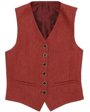 Fortela Demi Single-Breasted Waistcoat - Red
