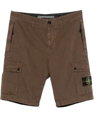 Stone Island Logo-Patch Cargo Shorts - Brown