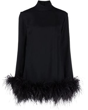 Taller Marmo Gina Feather-Trim Mini Dress - Black