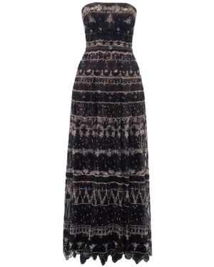 Saiid Kobeisy Strapless Beaded-Tulle Maxi Dress - Black