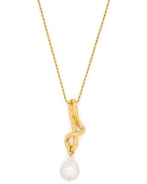 Missoma Molten Knot Pearl Drop Necklace - Metallic