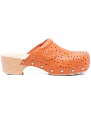 Balenciaga Zuecos de piel con perforaciones con tacón de 40 mm de x Scholl - Naranja