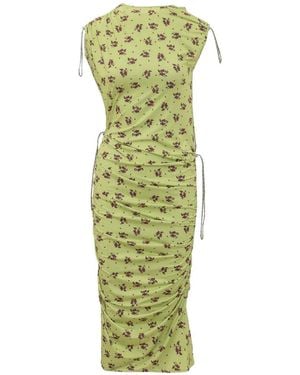 Coperni Robe Froncée À Fleurs - Green