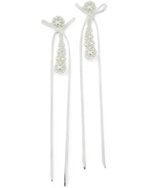 Simone Rocha Victorian Bow-Detail Faux-Pearl Earrings - White