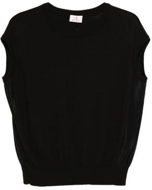 Deha Crew-Neck Panelled Vest - Black