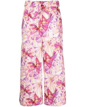 Liu Jo Floral-print Cropped Trousers - Pink
